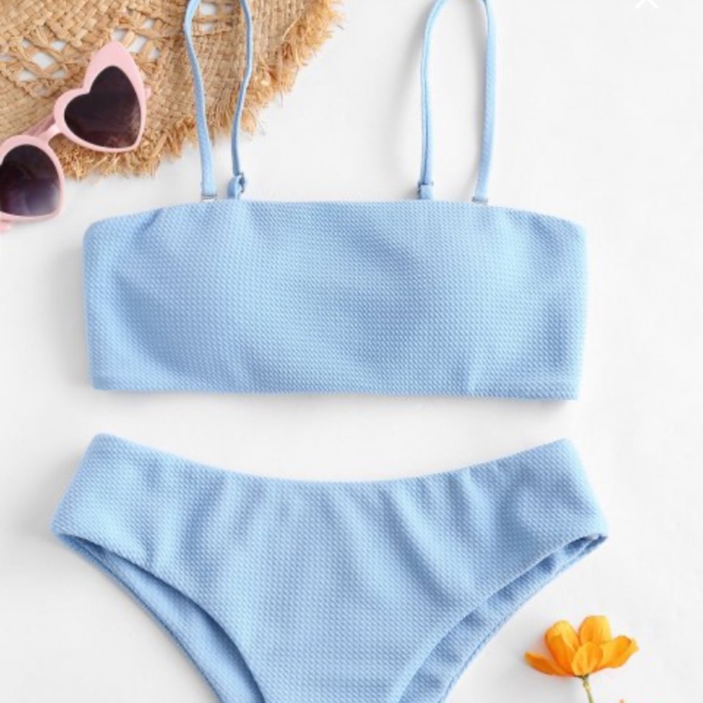 Zaful sky blue bandeau set